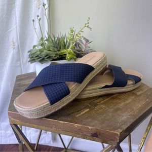 Lucky Brand Gayte Heeled Sandal 8.5 in Gingham Blue NWOT